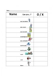 English Worksheet: Can you....?