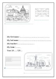English Worksheet:  A personnalized copybook or binder cover