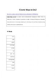English Worksheet: An example of PSA(dumb ways to die)