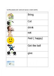 English Worksheet: Infinitive verbs with visuals