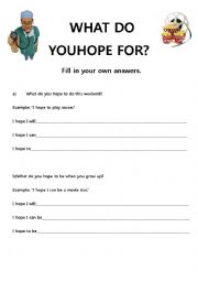 English Worksheet: I HOPE Worksheet