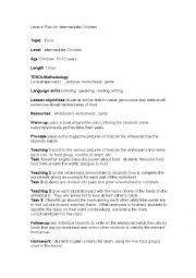 English Worksheet: Lesson Plan for Intermediate Children