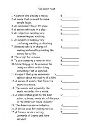 English Worksheet: Film short test