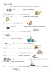 English Worksheet:   past  tense