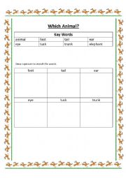 English Worksheet: Elephant