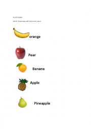 English Worksheet: fruits name