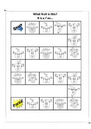 English Worksheet: Fruits Board Game