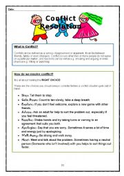 English Worksheet: Conflict Resolution
