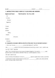 English Worksheet: Verbs with 