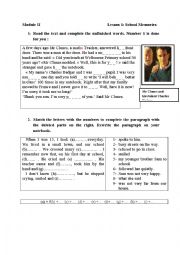 English Worksheet: Module 2/ Lesson 1: School Memories