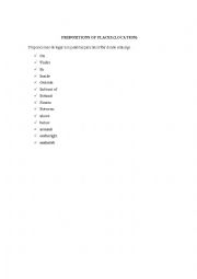 English Worksheet: Preposition Places