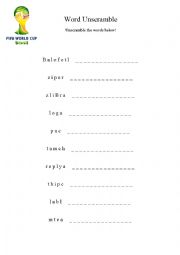 English Worksheet: World Cup 2014 Worksheet