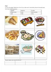 English Worksheet: Food