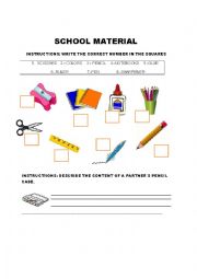English Worksheet: School Material