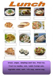 English Worksheet: Lunch Food Match