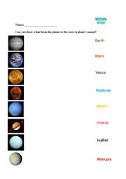 planet matching worksheet