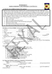 English Worksheet: Simple Present versus Present Continuous Tense