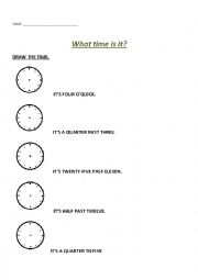 English Worksheet: TIME EXCERSICES