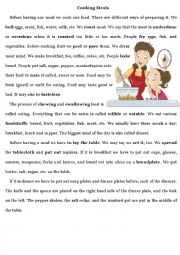 English Worksheet: Cooking Meals