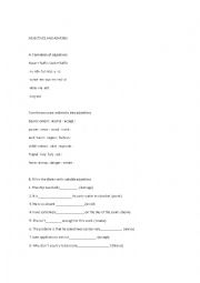 English Worksheet: adjectives and advers 