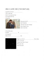 English Worksheet: Song - And I love her (the Beatles)