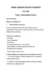 Animals - Demo Lesson Plan - ESL worksheet by hannguy0284