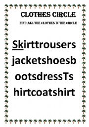 English Worksheet: Clothes  circle