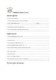 English Worksheet: Feedback form for the end of the schoolyear