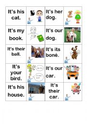 English Worksheet: Possessive adjectives memory game