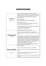 English Worksheet: Clauses with because 