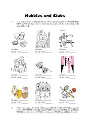 English Worksheet: Hobbies and Clubs