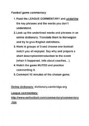 English Worksheet: Football match commentary