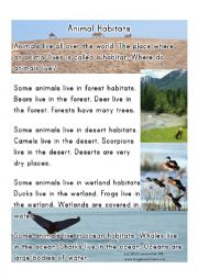 English Worksheet: animal habitat