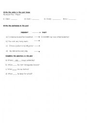 English Worksheet: Past simple affirmative sentences and questions