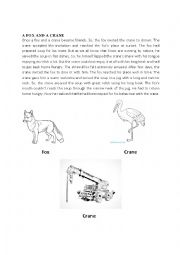 English Worksheet: A FOX AND A CRANE