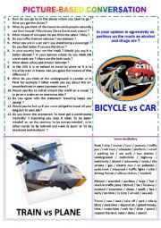 Picture-based conversation : topic 37 - bike vs car & train vs plane