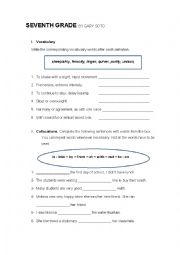 English Worksheet: Practice: Seventh Grade by Gary Soto