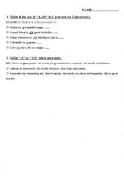 English Worksheet: A/AN