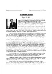 English Worksheet: Berry Gordy Jr. Biography Worksheet