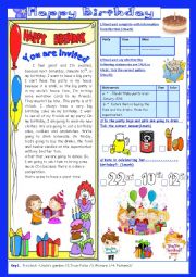 Happy Birthday(End of Term2 Test 7th form)2Parts: Reading Comprehension+Language+Key.