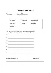 English Worksheet: Calendar skills  days of the week