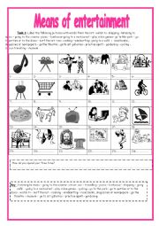 English Worksheet: 9th form module 5 Lesson 1 Means of entertainment + key 