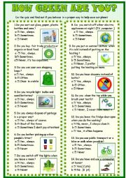 English Worksheet: how green are you / Survey