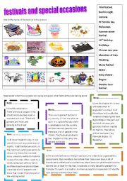 English Worksheet:  festivals and special occasions
