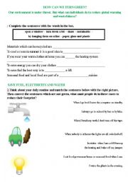 English Worksheet: HOW CAN WE TURN GREEN?