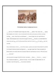 English Worksheet: Prepositions (Battles of Lexington and Concord)