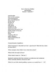 English Worksheet: How I Met Your Mother Season 1 Episode 7