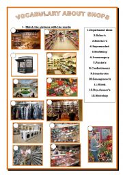 English Worksheet: Vocabulary of shops