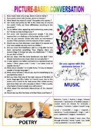 Picture-based conversation : topic 50 - music vs poetry