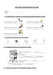 English Worksheet: second grade revision test